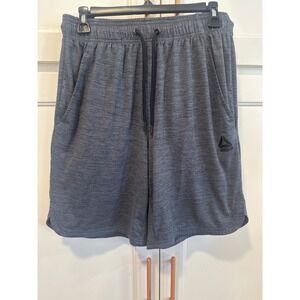Reebok Men Heathered Gray Athletic Shorts Drawstring Pockets Gym Workout Size S